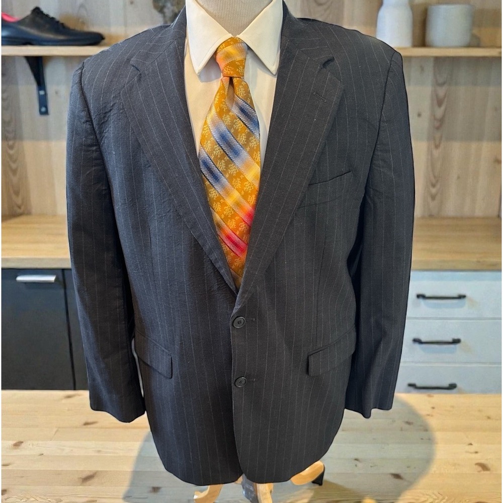 Brooks Brothers 346 Sz 42R Suit Jacket‎ Stretch Wool Dark Gray Stripe Vintage